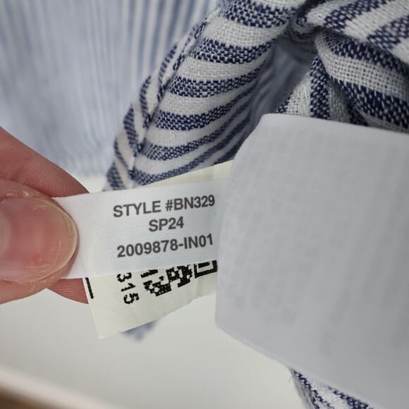 J.Crew Factory Men's Classic Linen Blend Long Sleeve Stripe Shirt Blue Size XL - Picture 11 of 11